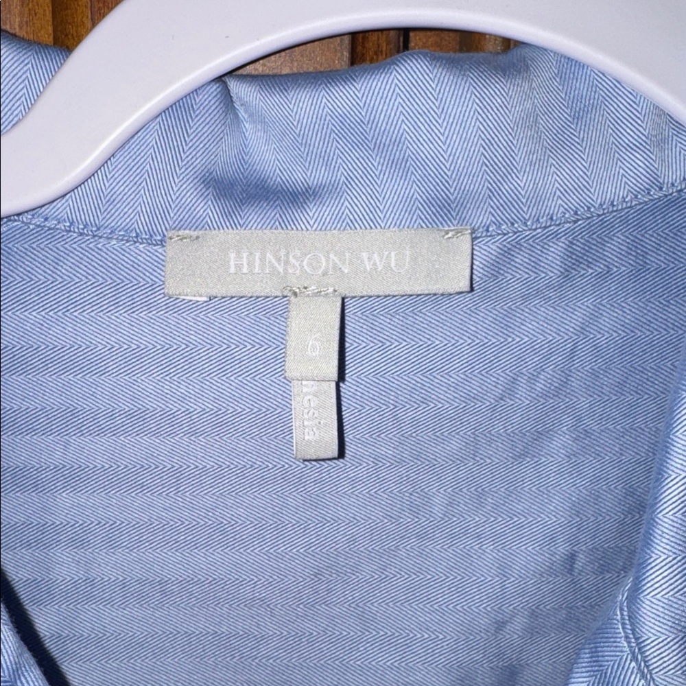 Hinson Wu Betty Wing Collar 100% Cotton Knit Button Down size 6. - Picture 4 of 6